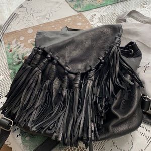 Day and Mood black leather backpack